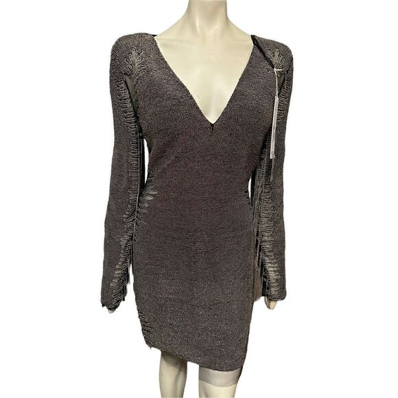 Jovani Women's Beaded Chain Embellished Short & Cocktail Black Dress Size 14 NWT - Picture 2 of 15